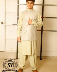 Tea green Waistcoat suit with Kameez Shalwar The perfect look for any type of event with timeless statement