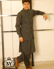 Grey waistcoat for a modern polished look order today upgrade your festive look with this classic Article
